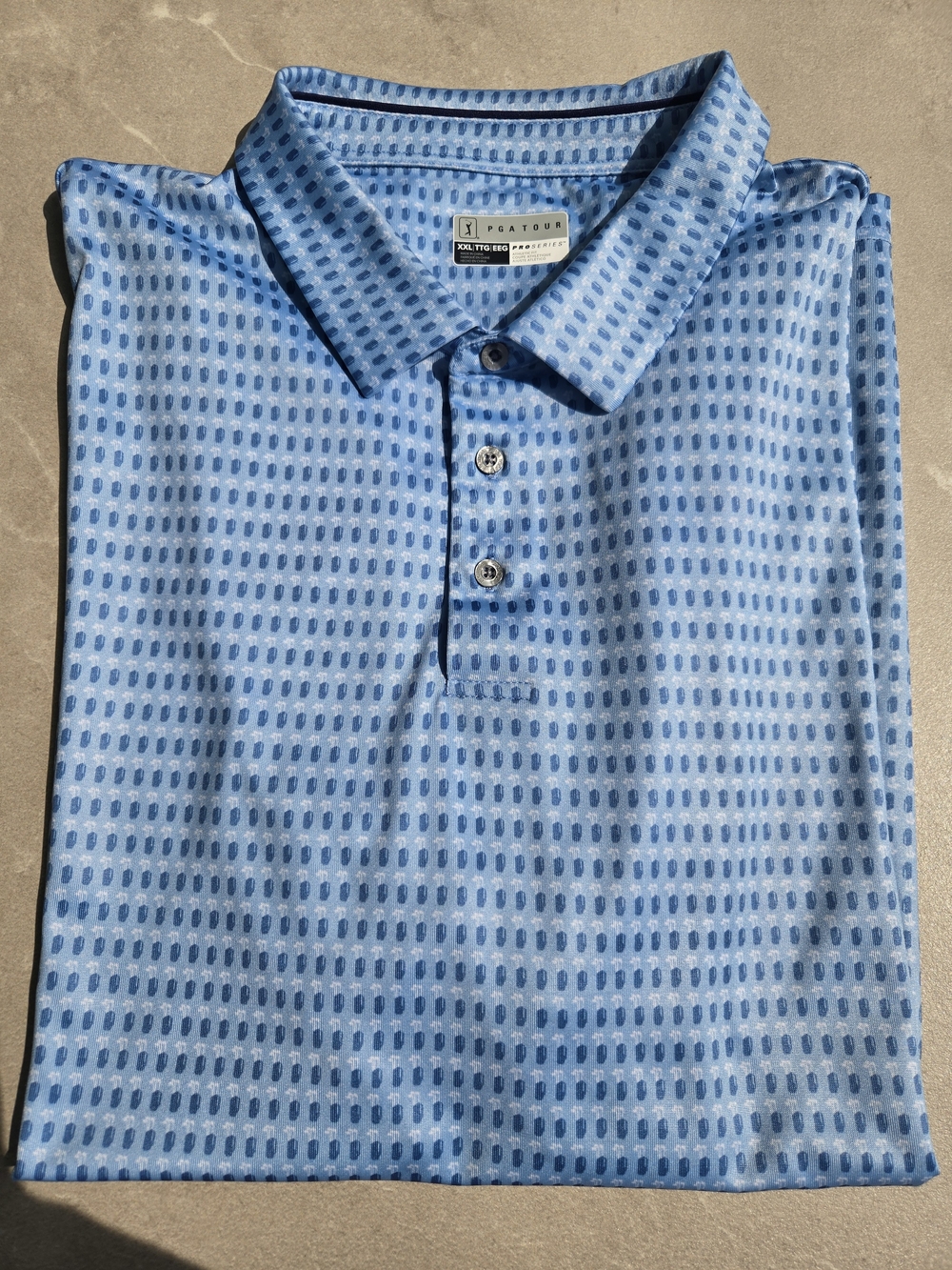 PGA Tour Men’s Light Blue Patterned Short Sleeved Polo Shirt XXL